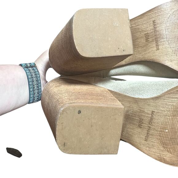 Marc Fisher Beige Suede Studded Pointed Toe Ankle Boots - Picture 7 of 11